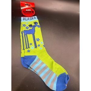 Novelty Socks Alaska Socks Leggy Moose Womens Size 8-11 Yellow&Blue